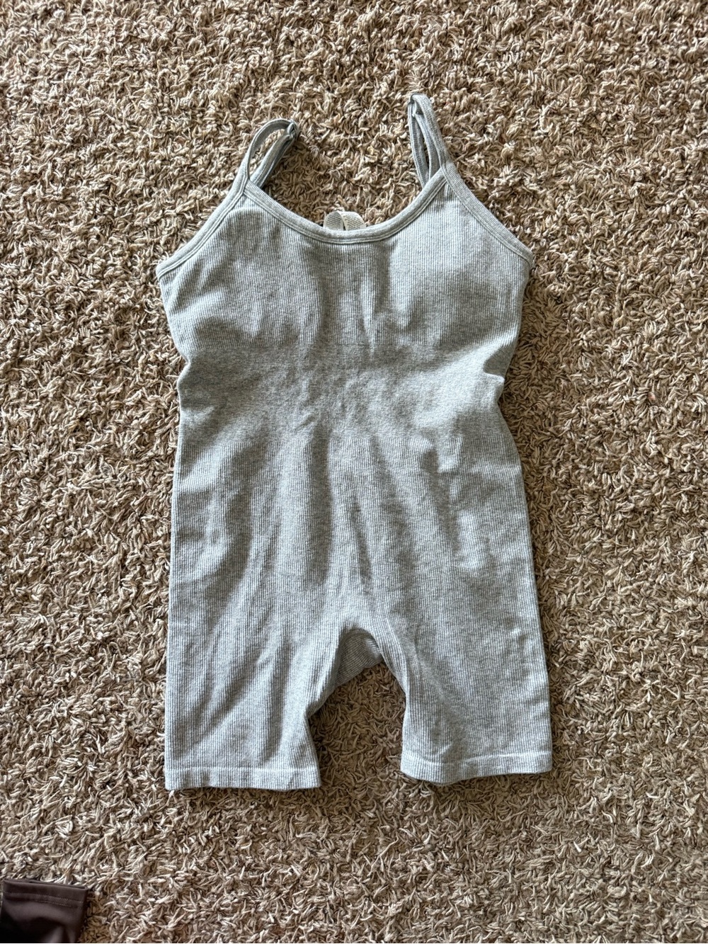 ALO Yoga Grey Ribbed Kids One-Piece Bodysuit